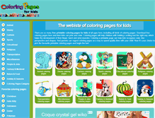 Tablet Screenshot of colouringpageskids.com